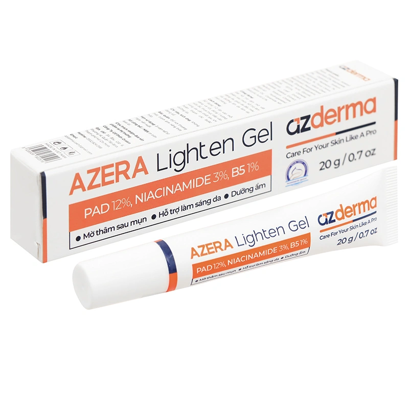 Gel Azderma Azera Lighten dưỡng ẩm và giảm thâm mụn tuýp x 20g - 